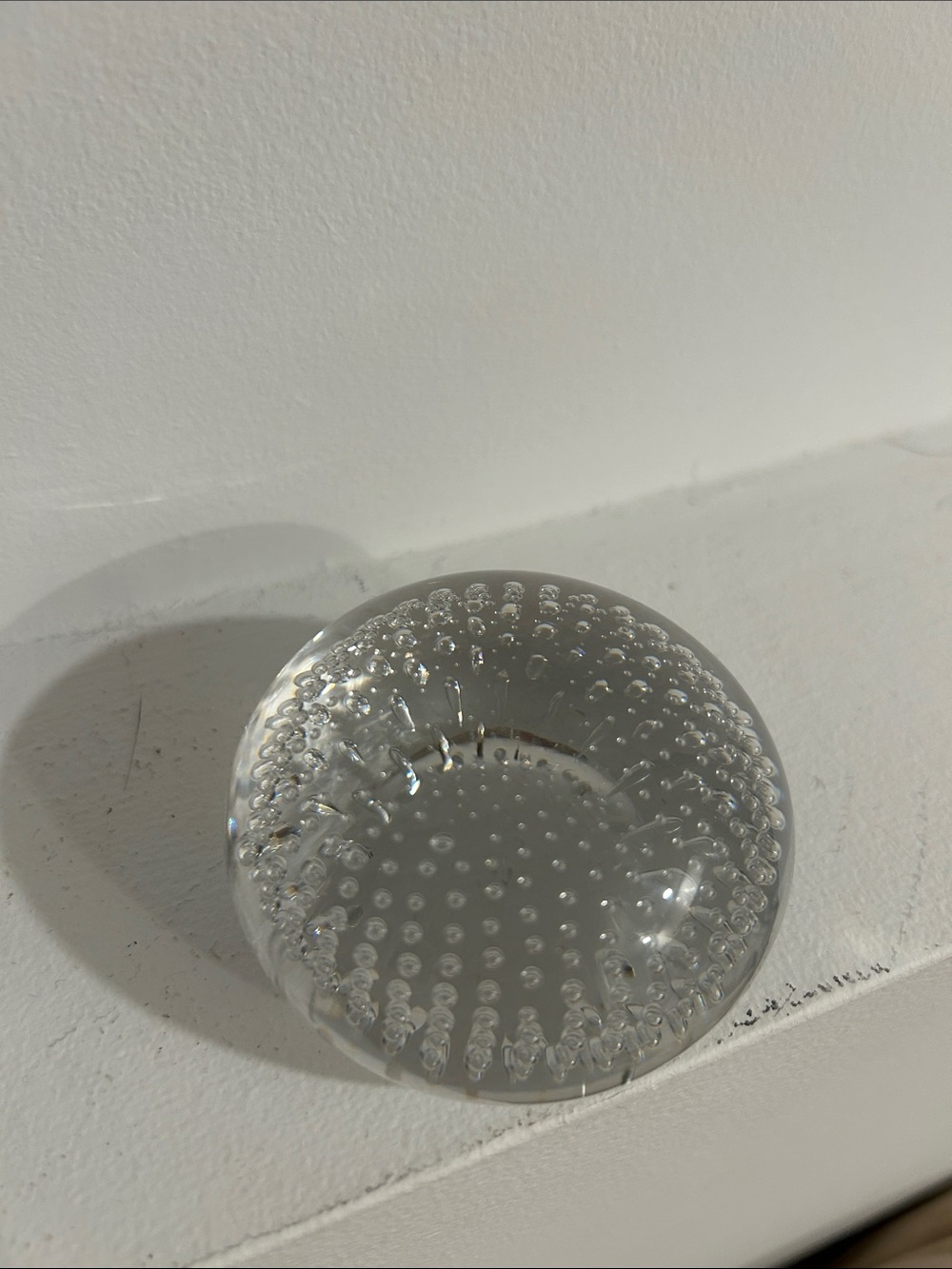 Clear Glass Controlled Bubble Paperweight